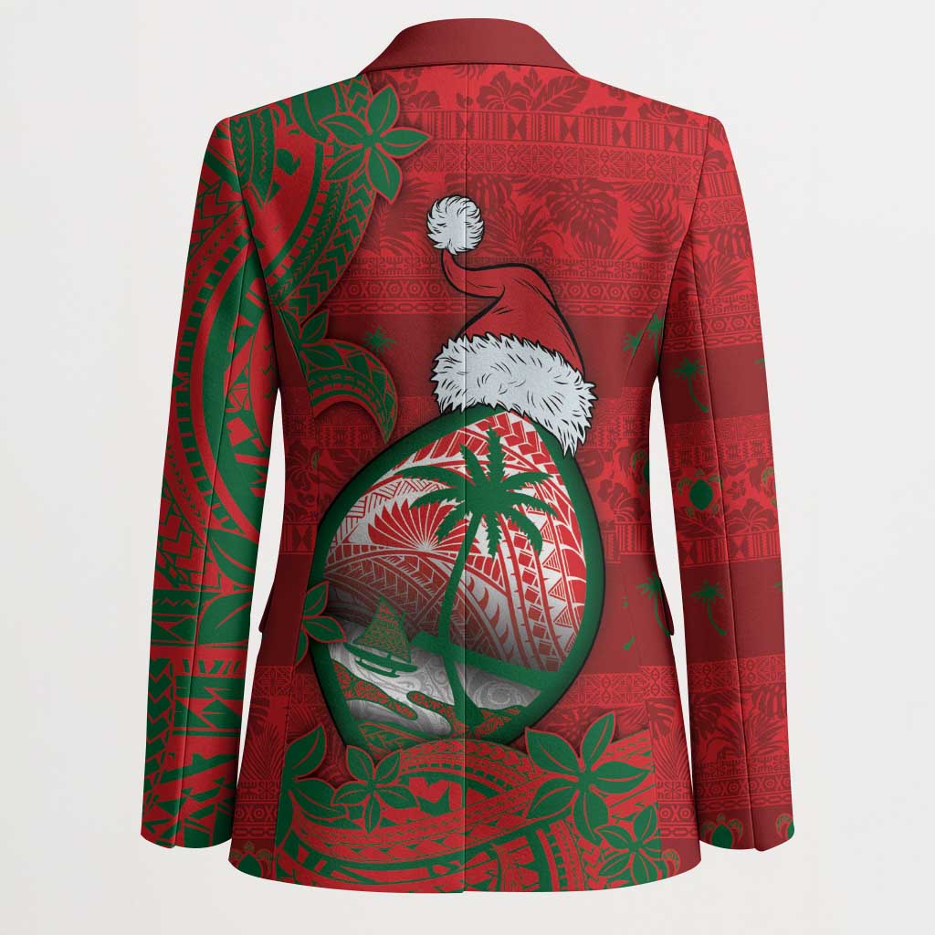 Guam Christmas Blazer Chamorro Seal Hat Santa Tribal Waves - Polynesian Pride