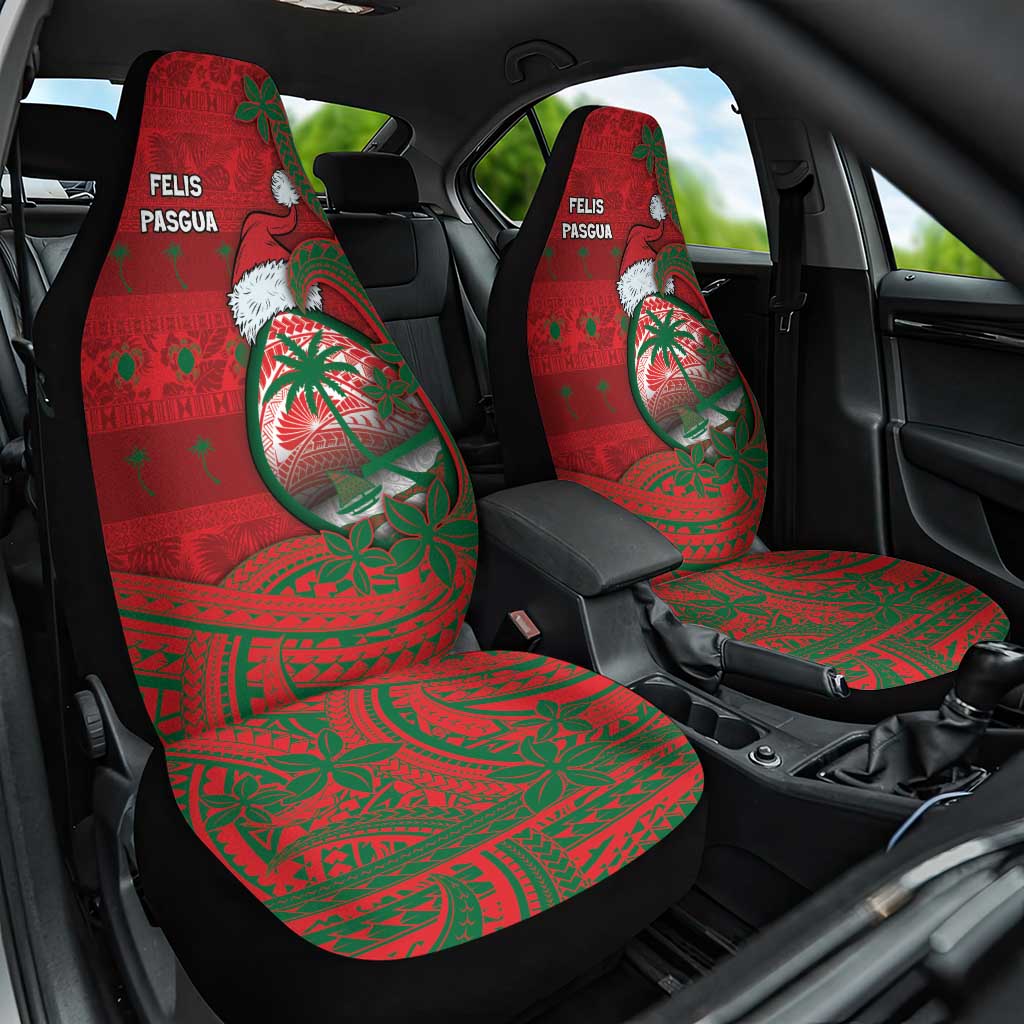 Guam Christmas Car Seat Cover Chamorro Seal Hat Santa Tribal Waves - Polynesian Pride