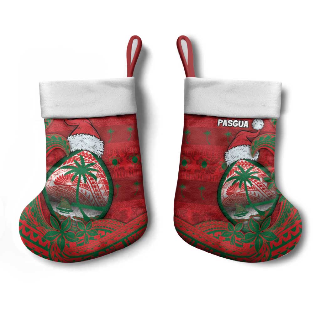 Guam Christmas Stocking Chamorro Seal Hat Santa Tribal Waves - Polynesian Pride