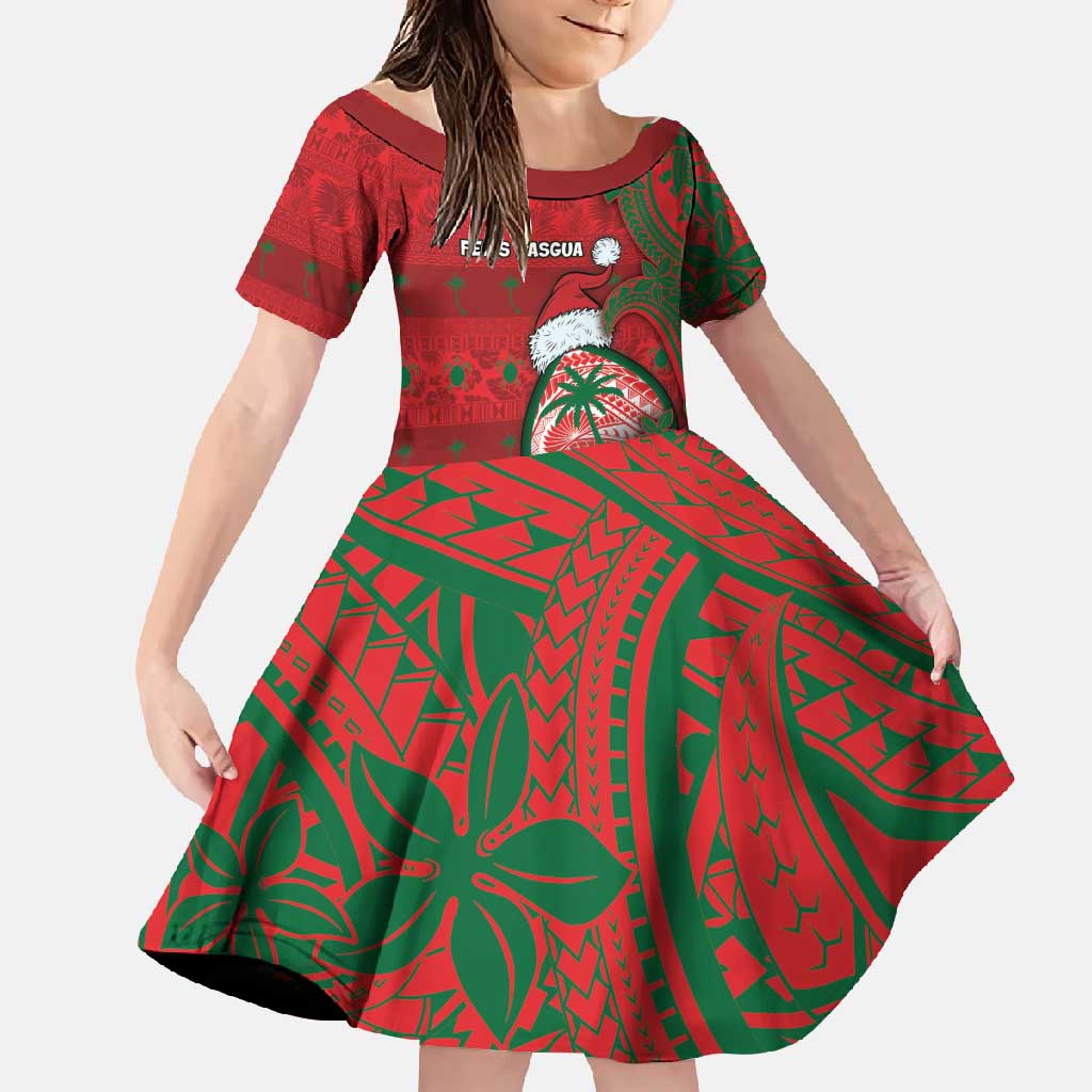 Guam Christmas Family Matching Mermaid Dress and Hawaiian Shirt Chamorro Seal Hat Santa Tribal Waves - Polynesian Pride
