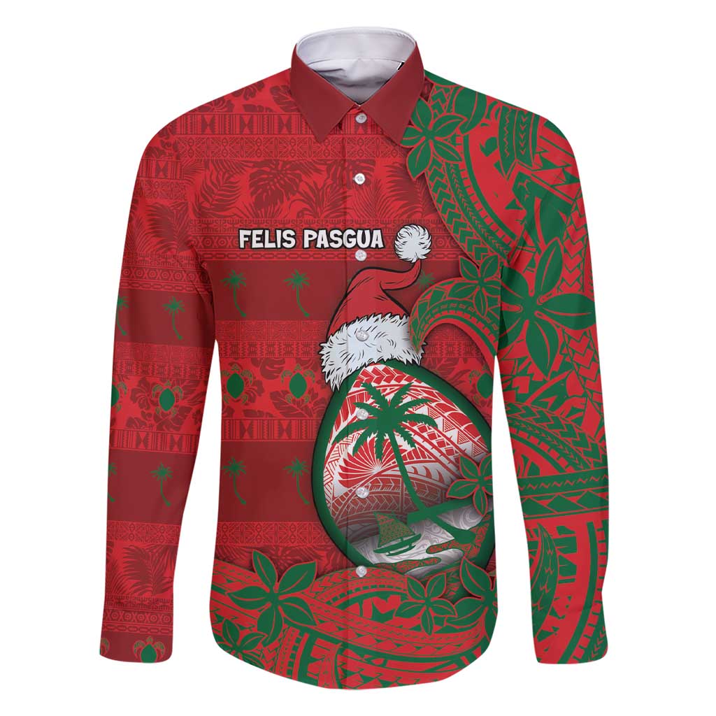 Guam Christmas Family Matching Short Sleeve Bodycon Dress and Hawaiian Shirt Chamorro Seal Hat Santa Tribal Waves - Polynesian Pride