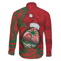 Guam Christmas Family Matching Short Sleeve Bodycon Dress and Hawaiian Shirt Chamorro Seal Hat Santa Tribal Waves - Polynesian Pride