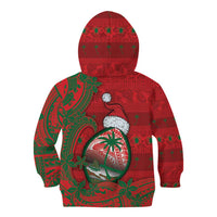 Guam Christmas Kid Hoodie Chamorro Seal Hat Santa Tribal Waves - Polynesian Pride