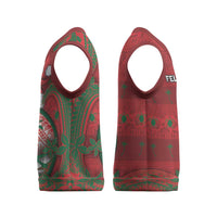 Guam Christmas Knitted V-Neck Vest Chamorro Seal Hat Santa Tribal Waves - Polynesian Pride