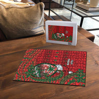 Guam Christmas Puzzle Chamorro Seal Hat Santa Tribal Waves - Polynesian Pride