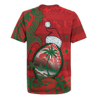 Guam Christmas Rugby Jersey Chamorro Seal Hat Santa Tribal Waves - Polynesian Pride