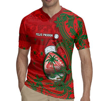 Guam Christmas Rugby Jersey Chamorro Seal Hat Santa Tribal Waves - Polynesian Pride