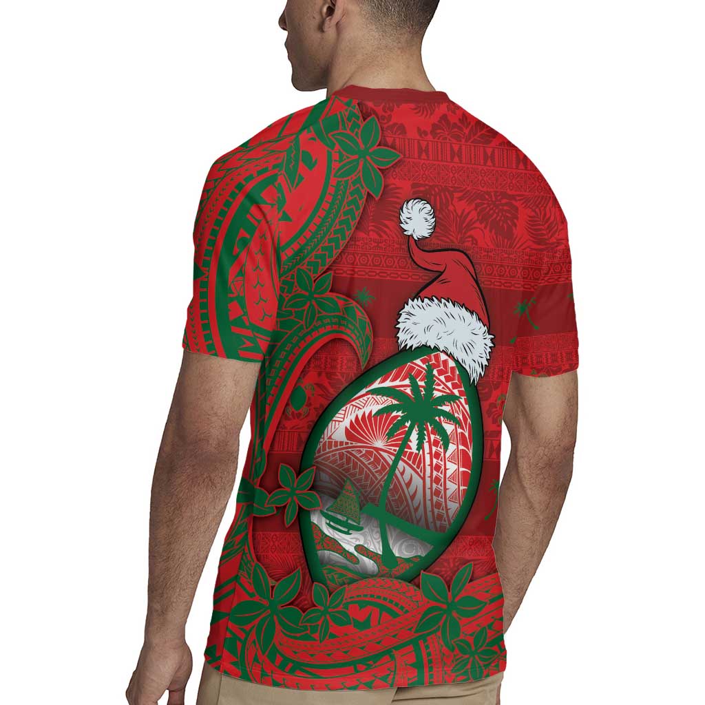Guam Christmas Rugby Jersey Chamorro Seal Hat Santa Tribal Waves - Polynesian Pride
