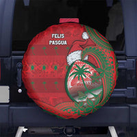 Guam Christmas Spare Tire Cover Chamorro Seal Hat Santa Tribal Waves - Polynesian Pride
