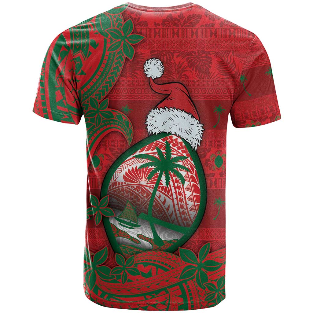 Guam Christmas T Shirt Chamorro Seal Hat Santa Tribal Waves - Polynesian Pride
