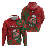 Guam Christmas Zip Hoodie Chamorro Seal Hat Santa Tribal Waves DT05 - Polynesian Pride