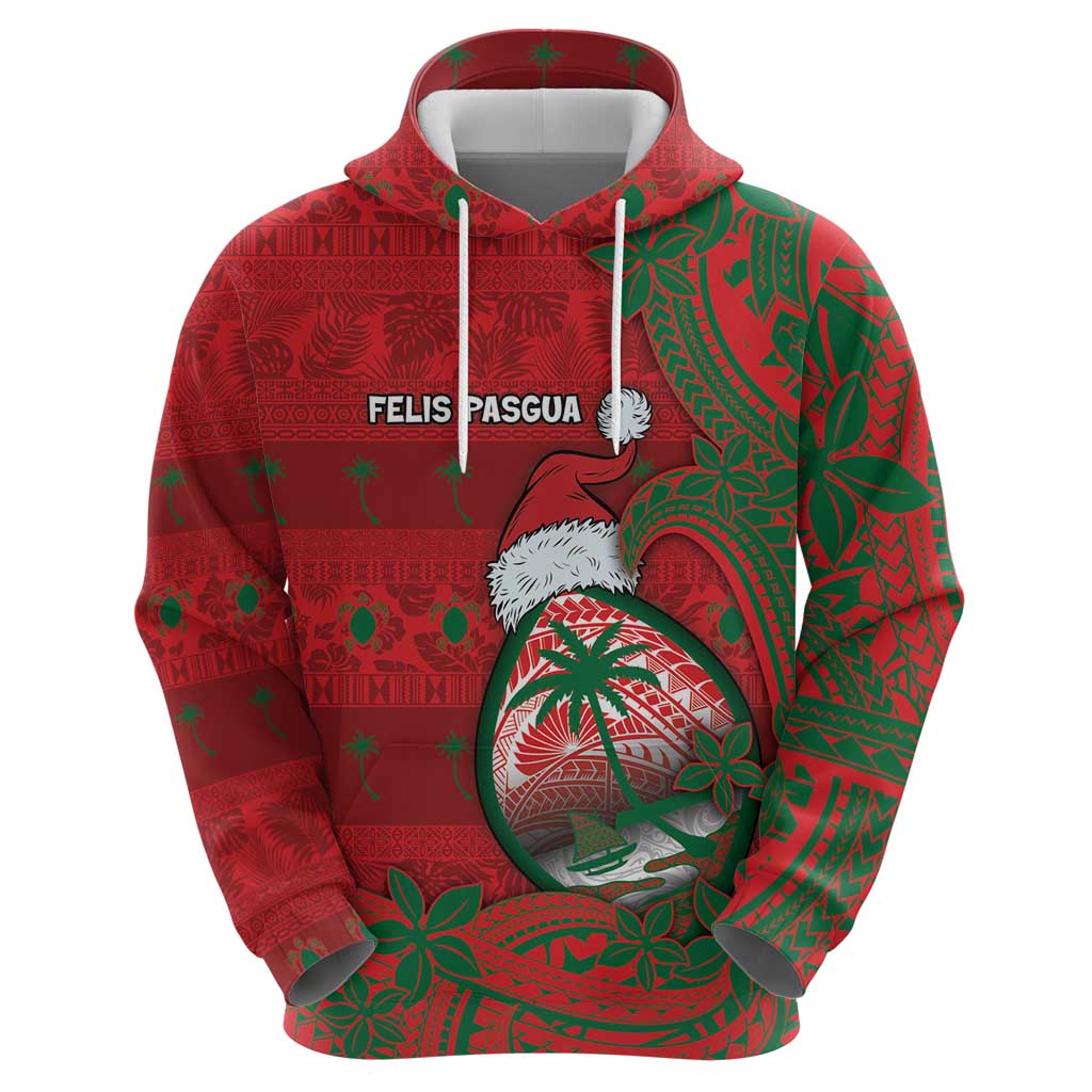 Guam Christmas Zip Hoodie Chamorro Seal Hat Santa Tribal Waves DT05 - Polynesian Pride