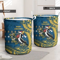 Nauru Christmas Laundry Basket Frigatebird Bird Santa Tribal Waves - Polynesian Pride