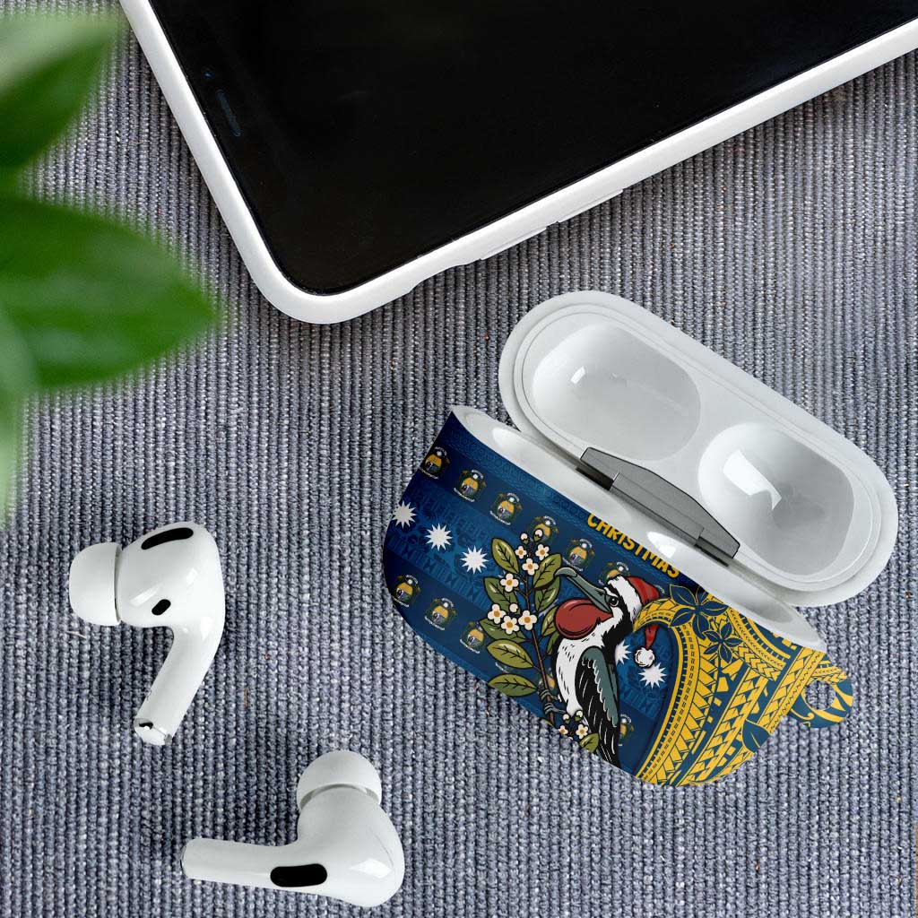 Nauru Christmas AirPods Case Frigatebird Bird Santa Tribal Waves - Polynesian Pride