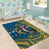 Nauru Christmas Area Rug Frigatebird Bird Santa Tribal Waves - Polynesian Pride