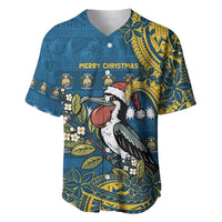 Nauru Christmas Baseball Jersey Frigatebird Bird Santa Tribal Waves - Polynesian Pride