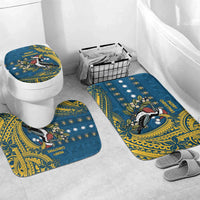 Nauru Christmas Bathroom Set Frigatebird Bird Santa Tribal Waves - Polynesian Pride