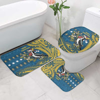 Nauru Christmas Bathroom Set Frigatebird Bird Santa Tribal Waves - Polynesian Pride