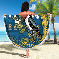 Nauru Christmas Beach Blanket Frigatebird Bird Santa Tribal Waves - Polynesian Pride