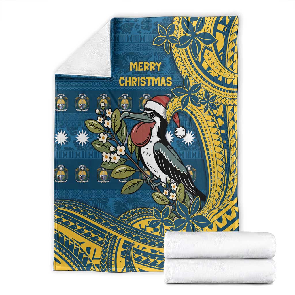 Nauru Christmas Blanket Frigatebird Bird Santa Tribal Waves - Polynesian Pride