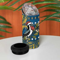Nauru Christmas 4 in 1 Can Cooler Tumbler Frigatebird Bird Santa Tribal Waves - Polynesian Pride