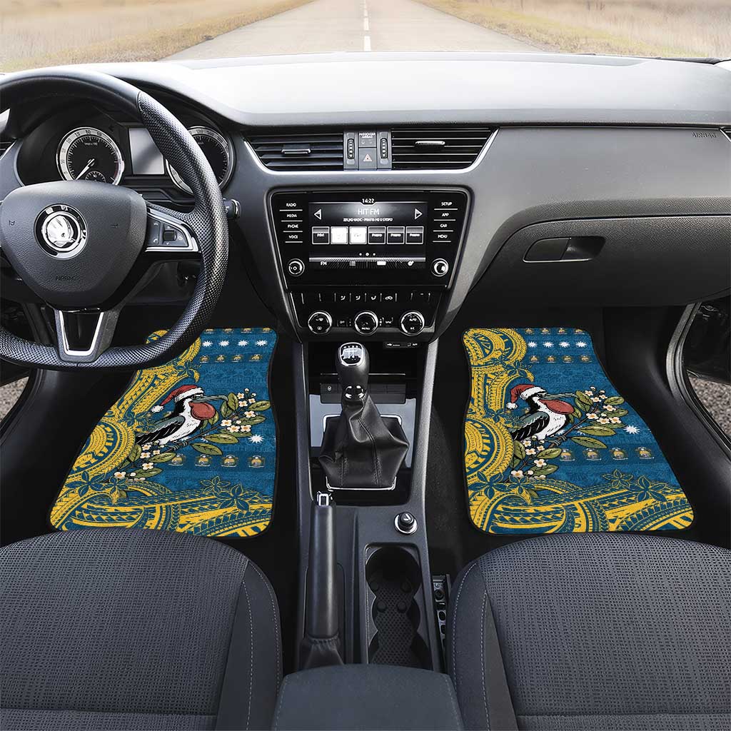 Nauru Christmas Car Mats Frigatebird Bird Santa Tribal Waves - Polynesian Pride
