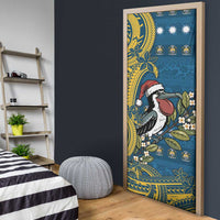 Nauru Christmas Door Cover Frigatebird Bird Santa Tribal Waves - Polynesian Pride