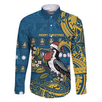 Nauru Christmas Family Matching Mermaid Dress and Hawaiian Shirt Frigatebird Bird Santa Tribal Waves - Polynesian Pride