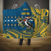 Nauru Christmas Hooded Blanket Frigatebird Bird Santa Tribal Waves - Polynesian Pride