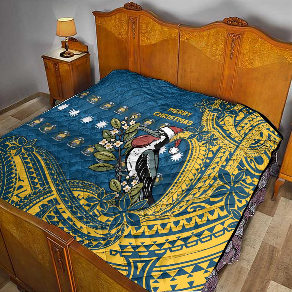 Nauru Christmas Quilt Frigatebird Bird Santa Tribal Waves - Polynesian Pride