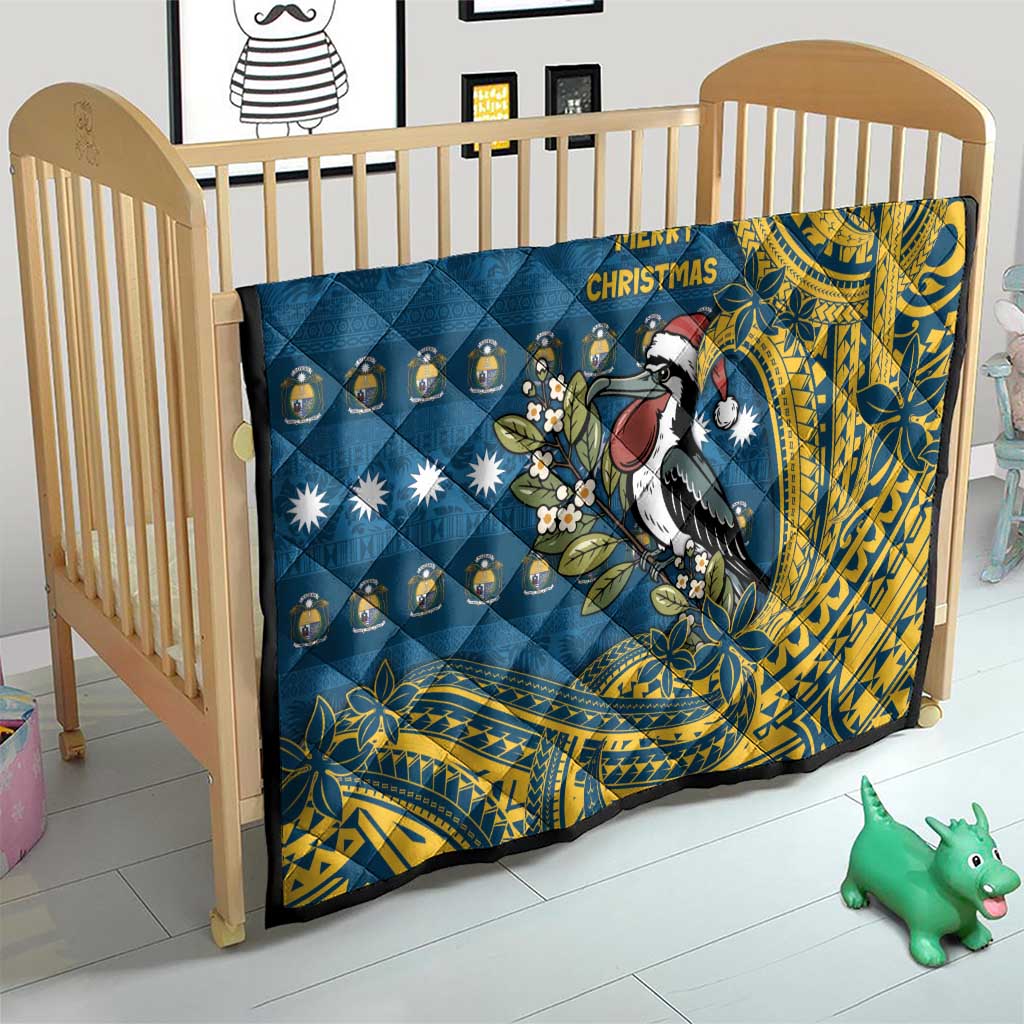 Nauru Christmas Quilt Frigatebird Bird Santa Tribal Waves - Polynesian Pride