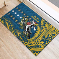 Nauru Christmas Rubber Doormat Frigatebird Bird Santa Tribal Waves - Polynesian Pride
