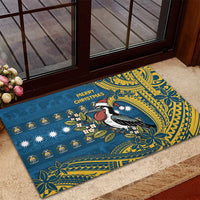 Nauru Christmas Rubber Doormat Frigatebird Bird Santa Tribal Waves - Polynesian Pride