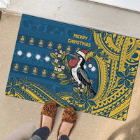 Nauru Christmas Rubber Doormat Frigatebird Bird Santa Tribal Waves - Polynesian Pride