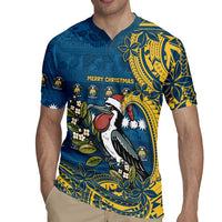 Nauru Christmas Rugby Jersey Frigatebird Bird Santa Tribal Waves - Polynesian Pride