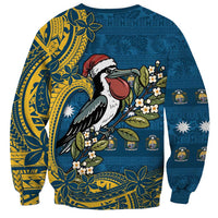 Nauru Christmas Sweatshirt Frigatebird Bird Santa Tribal Waves - Polynesian Pride