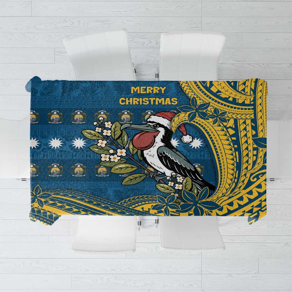 Nauru Christmas Tablecloth Frigatebird Bird Santa Tribal Waves - Polynesian Pride