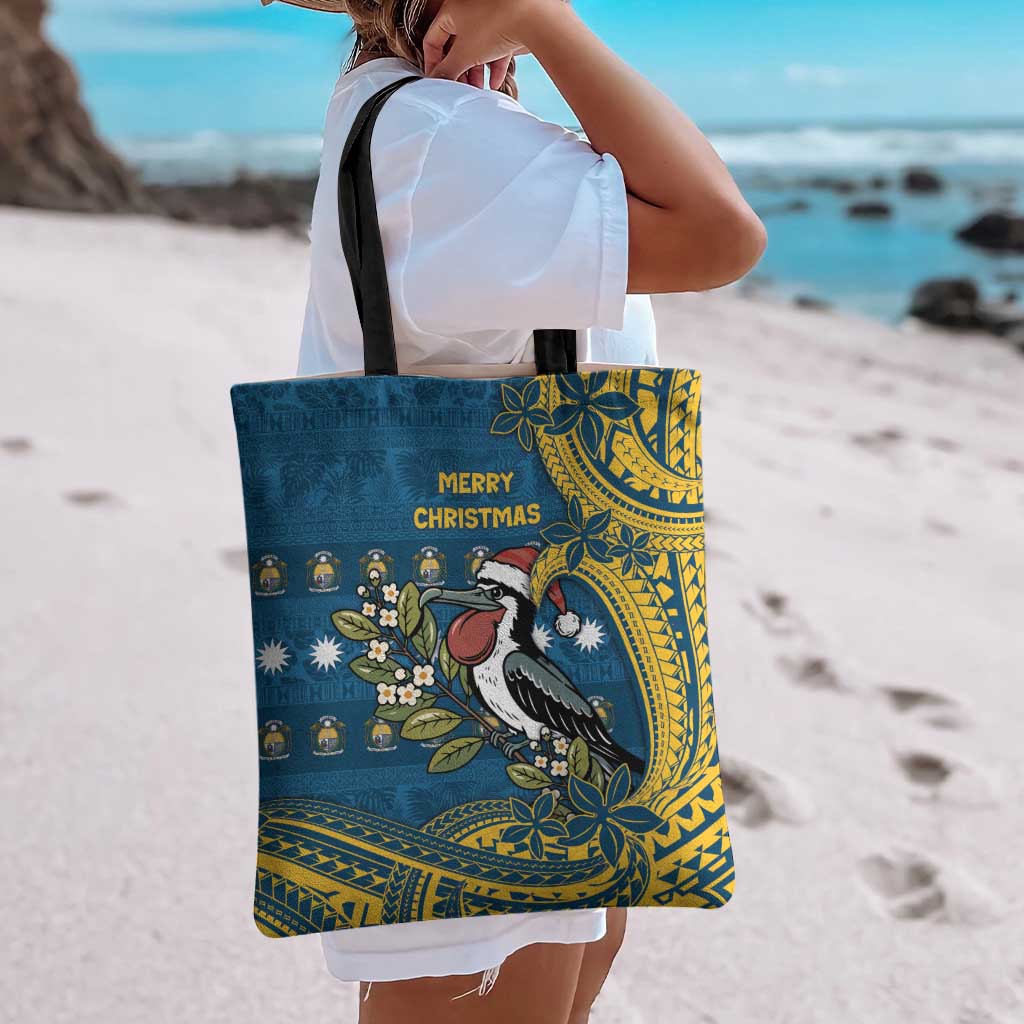 Nauru Christmas Tote Bag Frigatebird Bird Santa Tribal Waves DT05 - Polynesian Pride