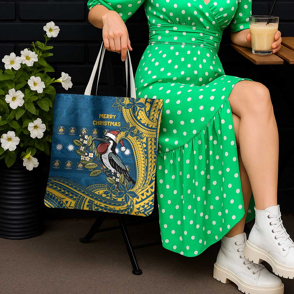 Nauru Christmas Tote Bag Frigatebird Bird Santa Tribal Waves DT05 - Polynesian Pride