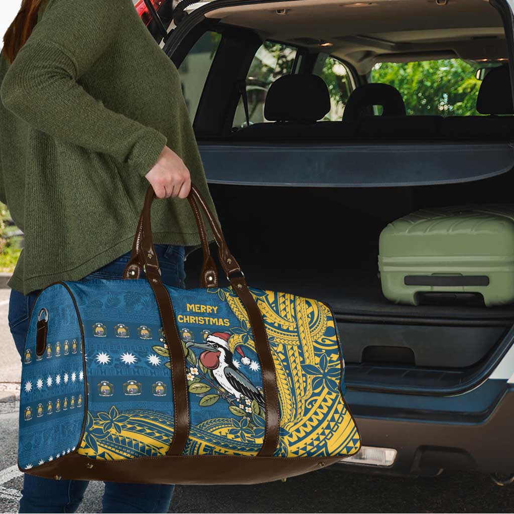 Nauru Christmas Travel Bag Frigatebird Bird Santa Tribal Waves - Polynesian Pride