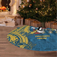 Nauru Christmas Tree Skirt Frigatebird Bird Santa Tribal Waves - Polynesian Pride