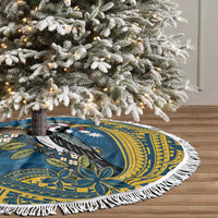 Nauru Christmas Tree Skirt Frigatebird Bird Santa Tribal Waves - Polynesian Pride