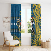 Nauru Christmas Window Curtain Frigatebird Bird Santa Tribal Waves DT05 - Polynesian Pride