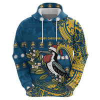 Nauru Christmas Zip Hoodie Frigatebird Bird Santa Tribal Waves - Polynesian Pride