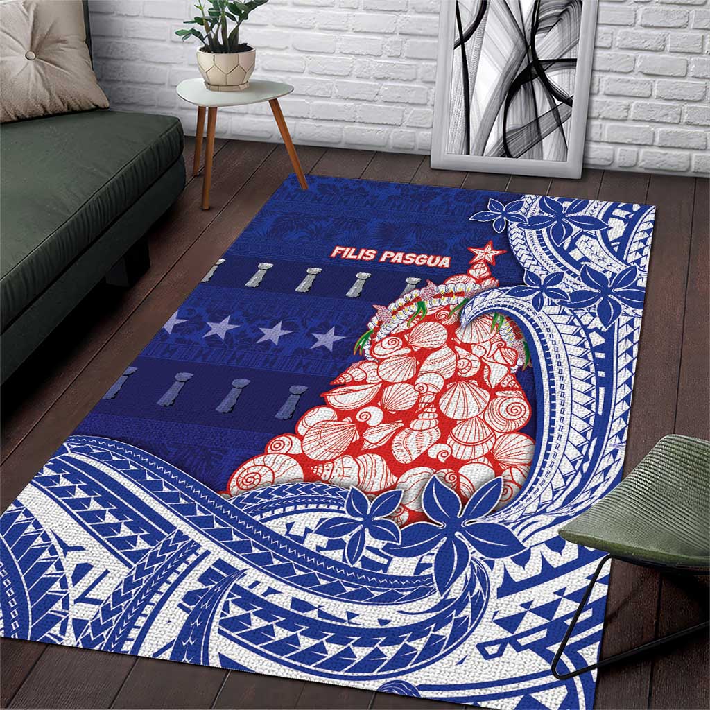 Northern Mariana Islands Christmas Area Rug Seashell Xmas Tree Tribal Waves - Polynesian Pride