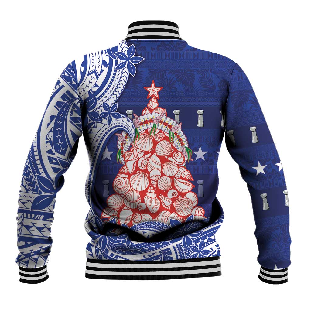 Northern Mariana Islands Christmas Baseball Jacket Seashell Xmas Tree Tribal Waves DT05 - Polynesian Pride