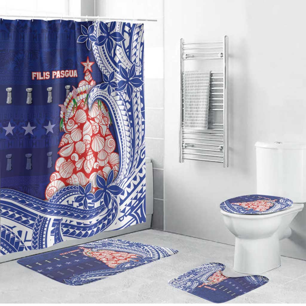 Northern Mariana Islands Christmas Bathroom Set Seashell Xmas Tree Tribal Waves - Polynesian Pride