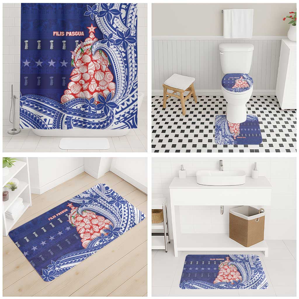 Northern Mariana Islands Christmas Bathroom Set Seashell Xmas Tree Tribal Waves - Polynesian Pride