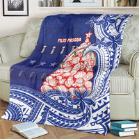 Northern Mariana Islands Christmas Blanket Seashell Xmas Tree Tribal Waves - Polynesian Pride