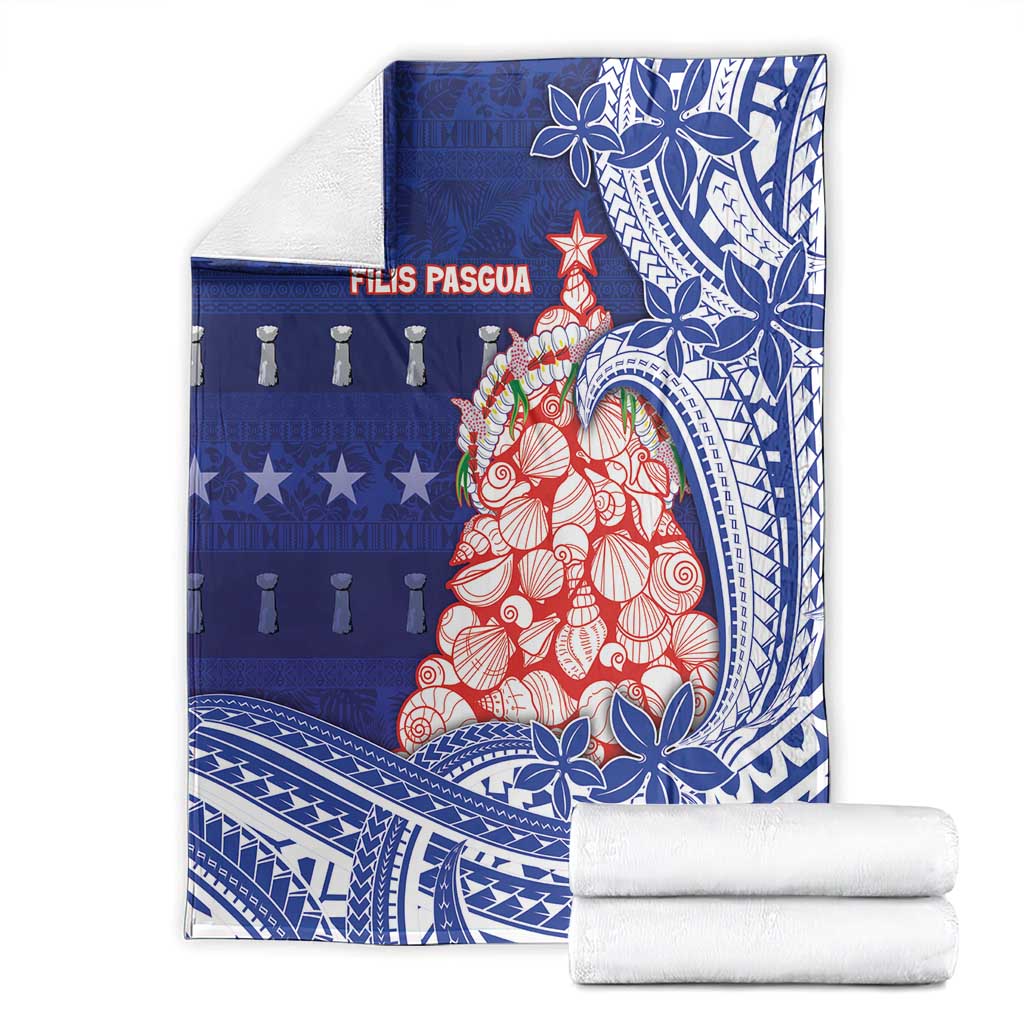 Northern Mariana Islands Christmas Blanket Seashell Xmas Tree Tribal Waves - Polynesian Pride